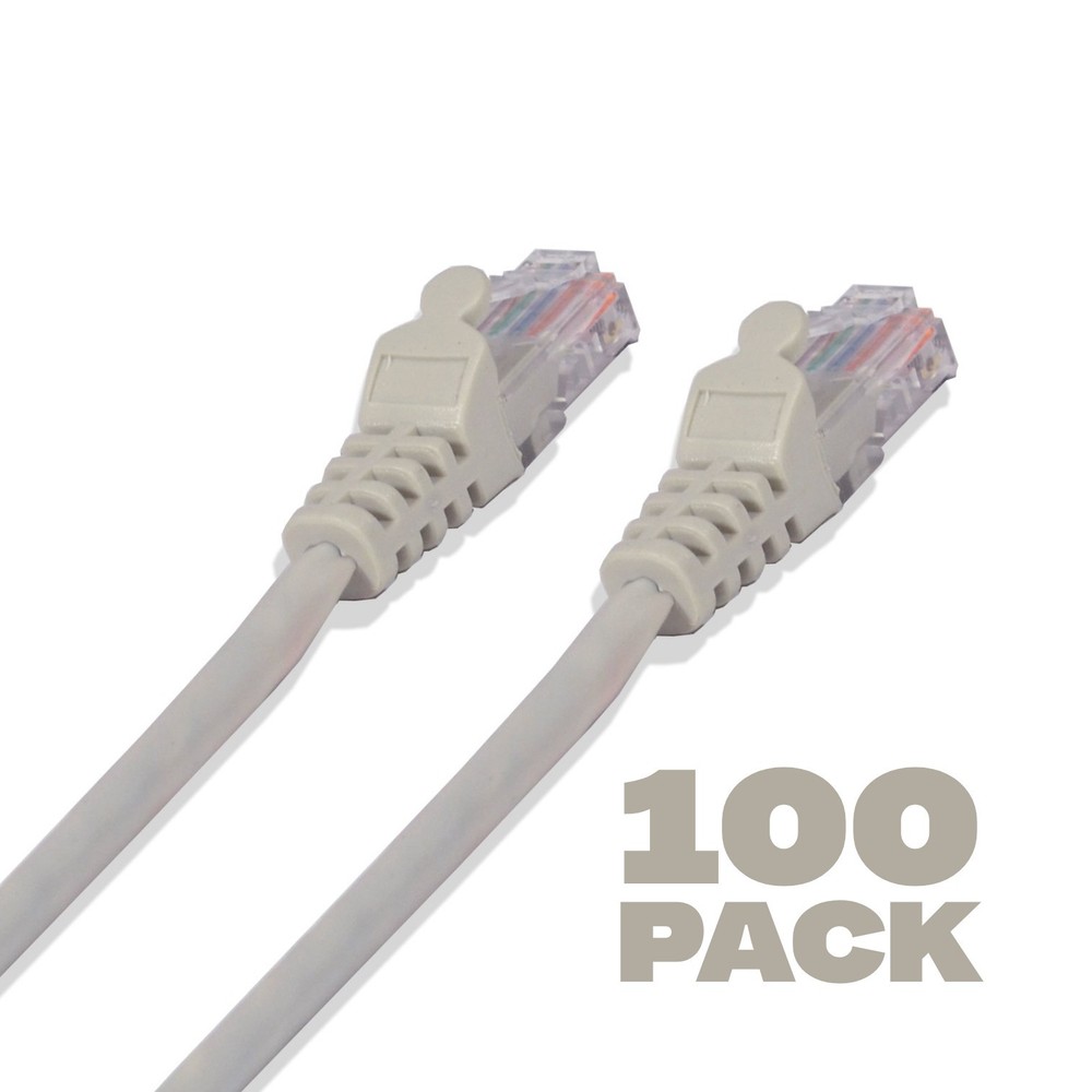 100 Pack - 2ft Cat5e Cable Ethernet LAN Network RJ45 Patch Cord Internet Gray