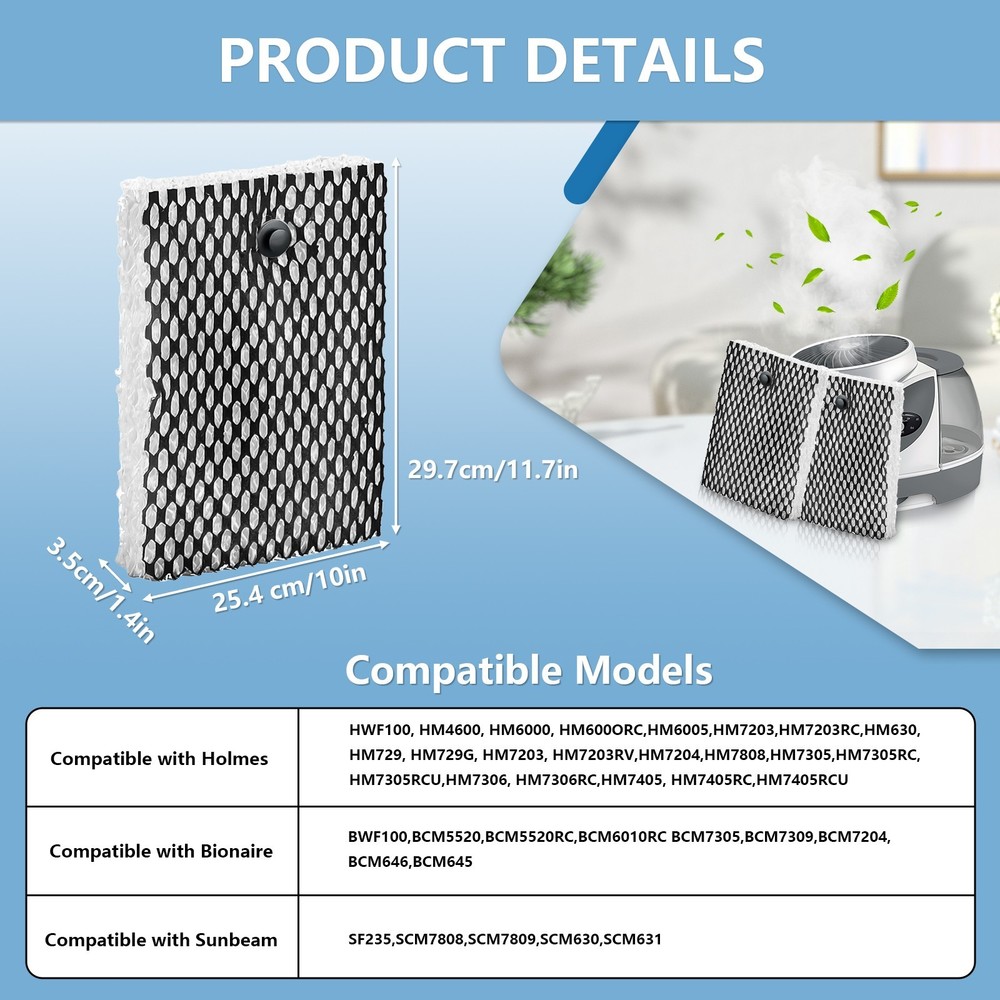 Humidifier Filter Replacement for Holmes HWF100 (6-Pack)
