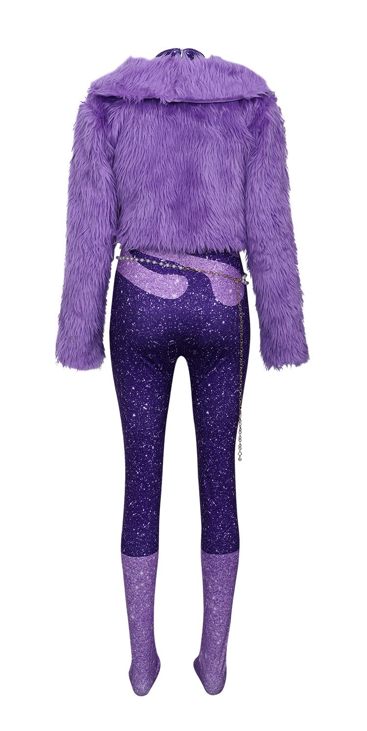 Kids Zootopia 2 Gazelle Cosplay Costume Antelope Singer Jumpsuit Purple Coat