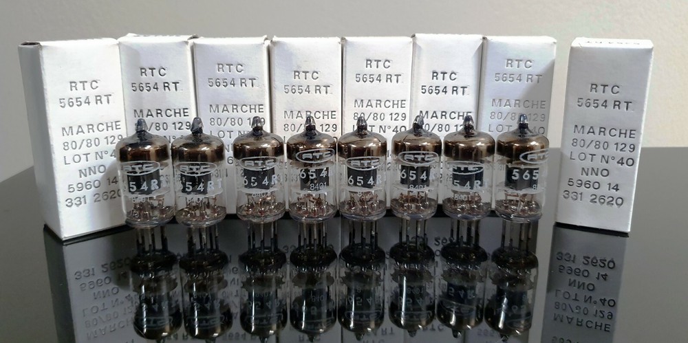 Matched Octet (8x) NOS/NIB Mullard 5654/6AK5/EF95/M8100 BLACK HOLE plate tubes