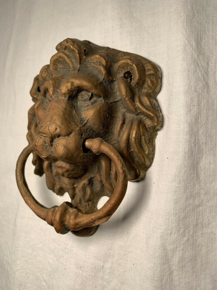 Vintage Brass Lion Head Door Knocker