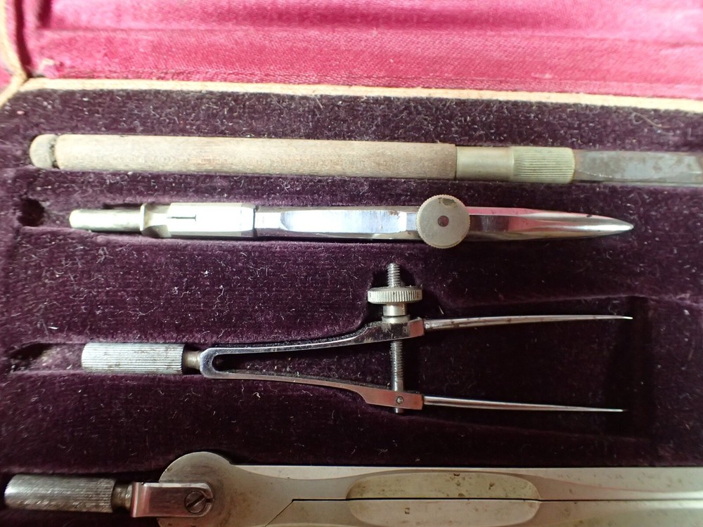 Vintage J. M. Schmid & Son Complete Drafting Set Technical Drawing Set