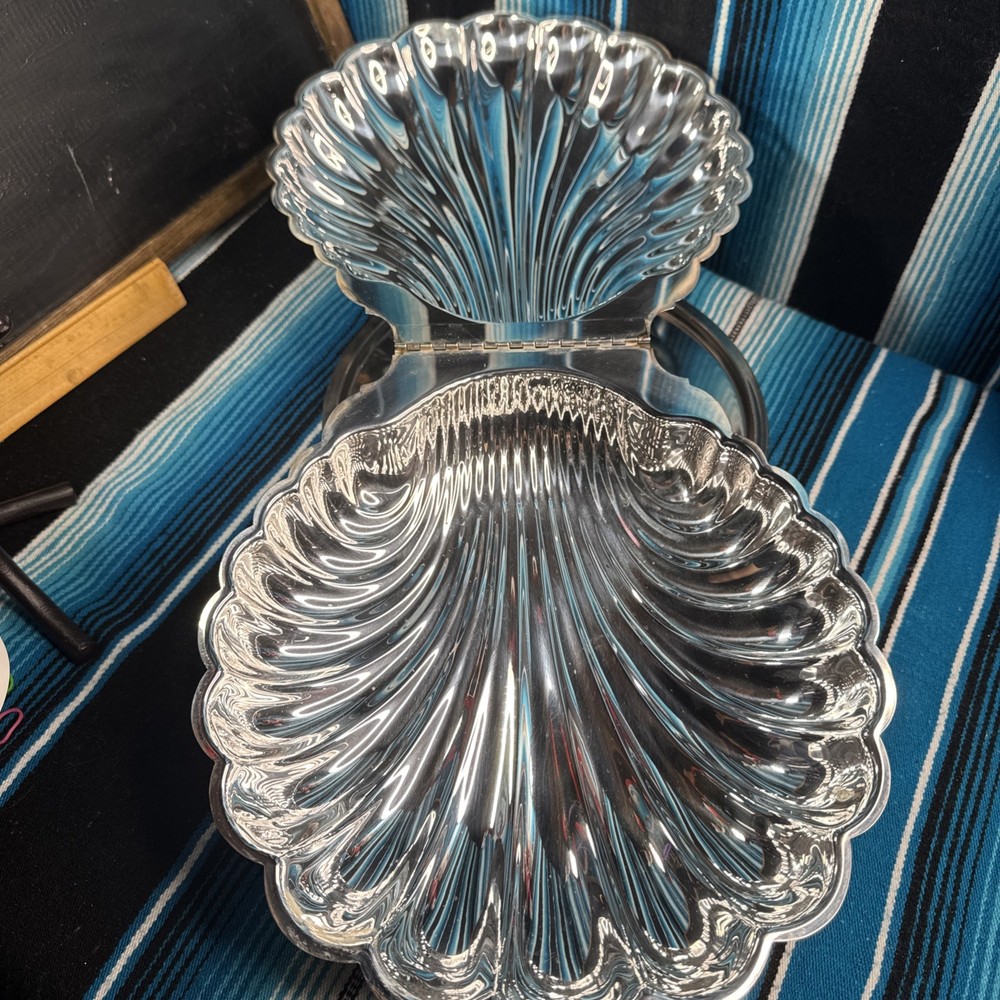 Leonard Silverplate Swan Clam Shell Hinged Server Figural Handle VTG