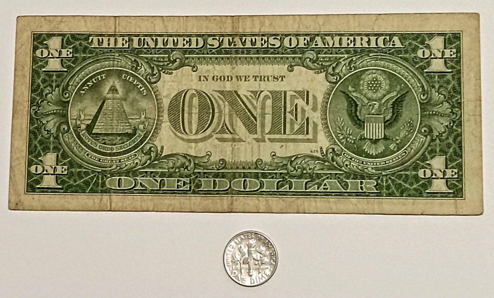 1964-D Roosevelt SILVER DIME & 1957B $1 Dollar Bill Silver Certificate USA