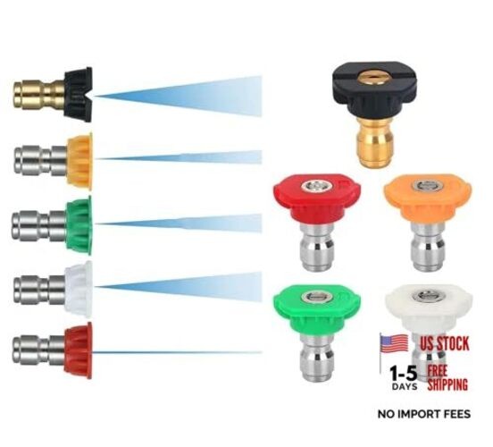 Pressure Washer Spray Nozzle Tip Set with 5 Multiple Degrees 1 Multicolore