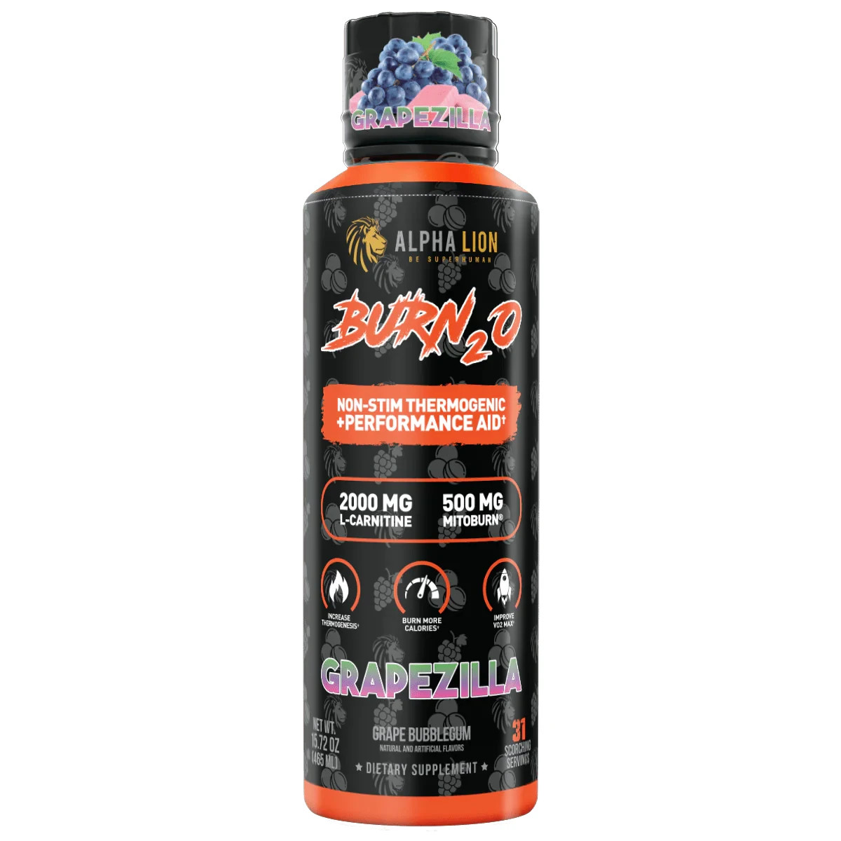 Alpha Lion Burn2O Stim-Free Liquid Thermogenic Grapezilla