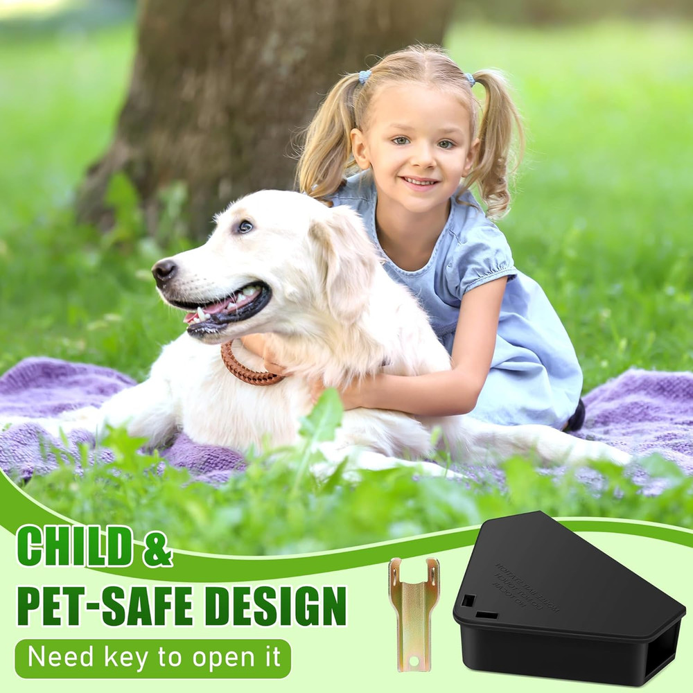 24 Pack Mice Bait Stations with Keys, Triangle Mouse Stations, Reusable Mouse St