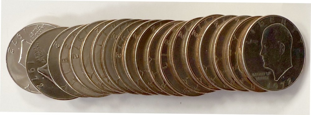 1972-D $1 Eisenhower 20 Count Dollar Roll UNC Copper Nickel