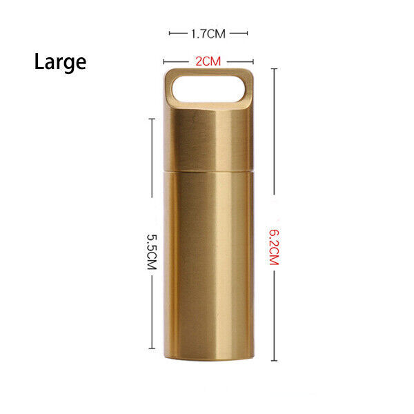 Solid Brass Survival Multi EDC Tools Waterproof Key Storage Container Pill Box