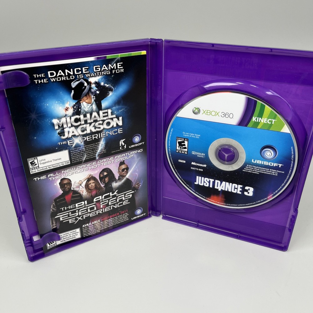 Xbox 360 Kinect Sensor 3 Game Bundle Adventures Wipeout & Just Dance 3 TESTED