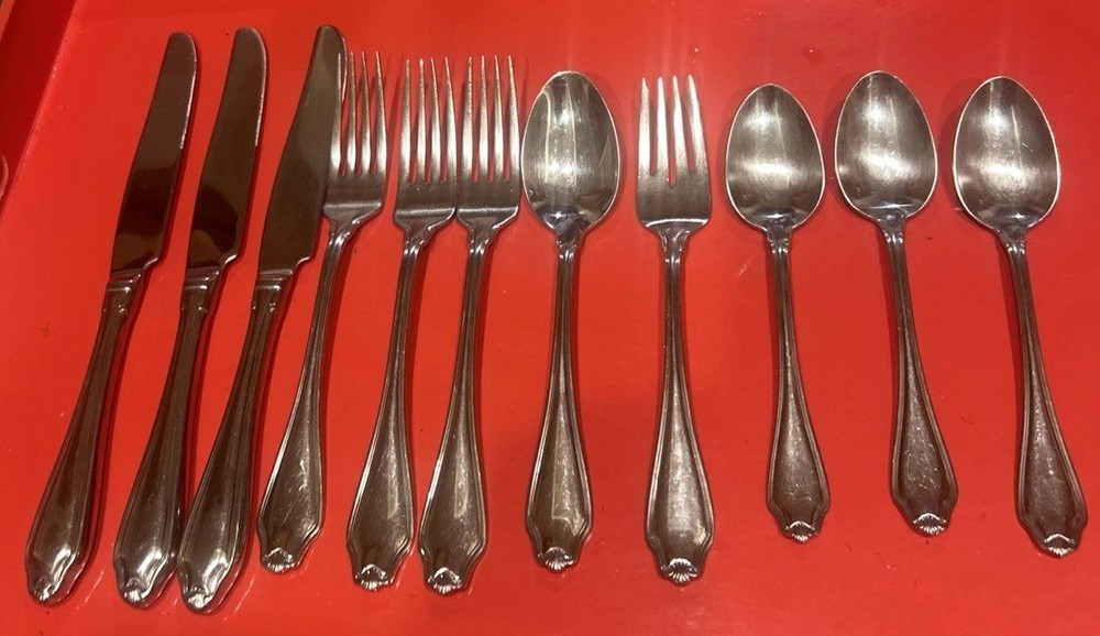 11 Pc Wallace SHELLBROOK Stainless 18/8 Mixed Flatware Glossy VC