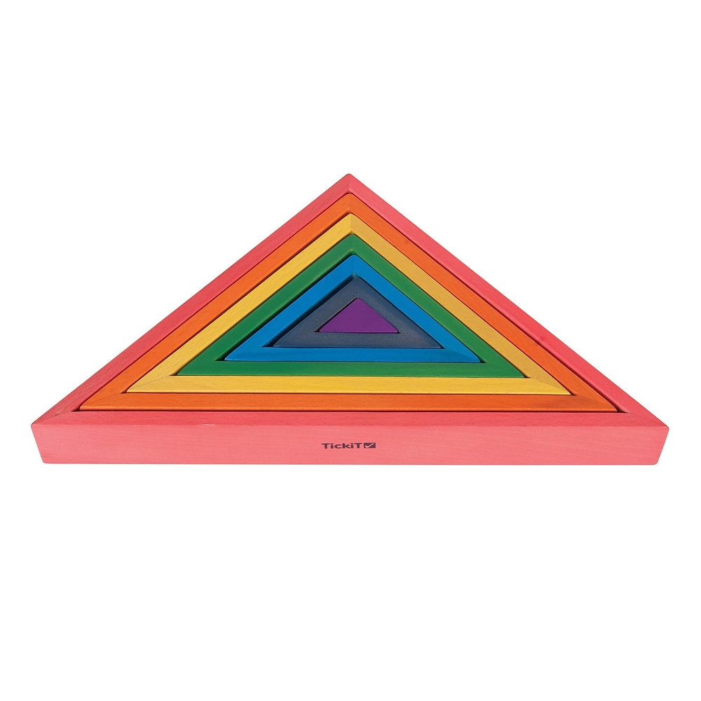 - 73418 Wooden Rainbow Architect Triangles - Nesting Puzzle - Stacking Blocks fo