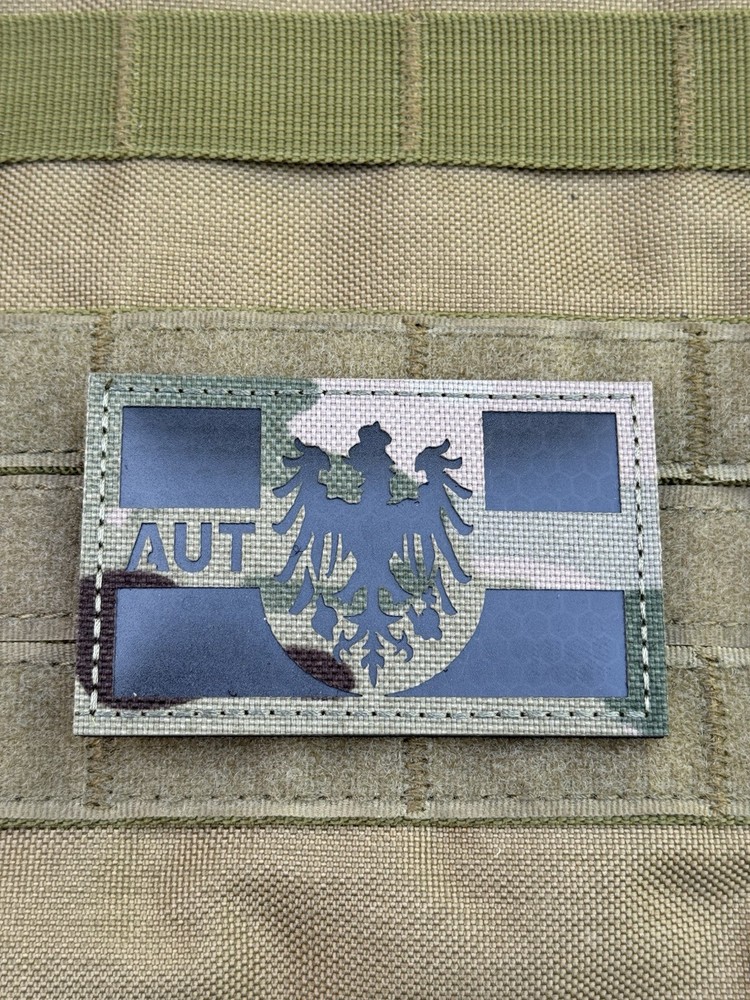 Austria Flag IR Infrared Eagle Adler Patch  2"x3.3" Multicam