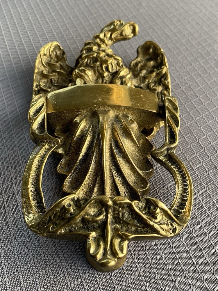 VTG Solid Cast Brass Sculptured Eagle Door Knocker-Marshall Field Co. Tag