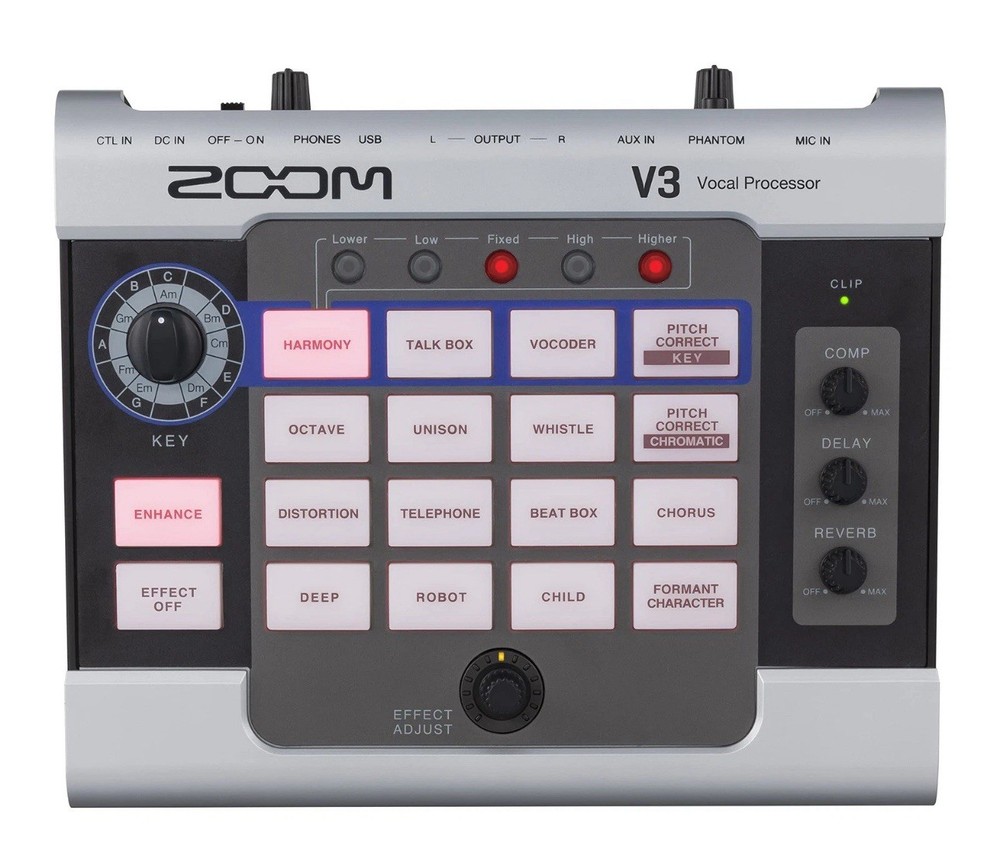 Zoom V3 Vocal Processor, Vocal Effects Pedal, 3-Part Harmony, Pitch Correction,