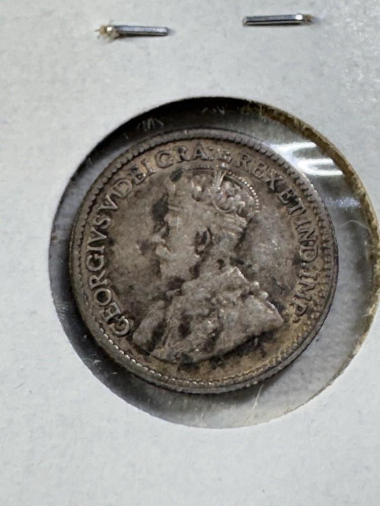 1913 Canada 5 Cents Small Silver Coin Cleaned