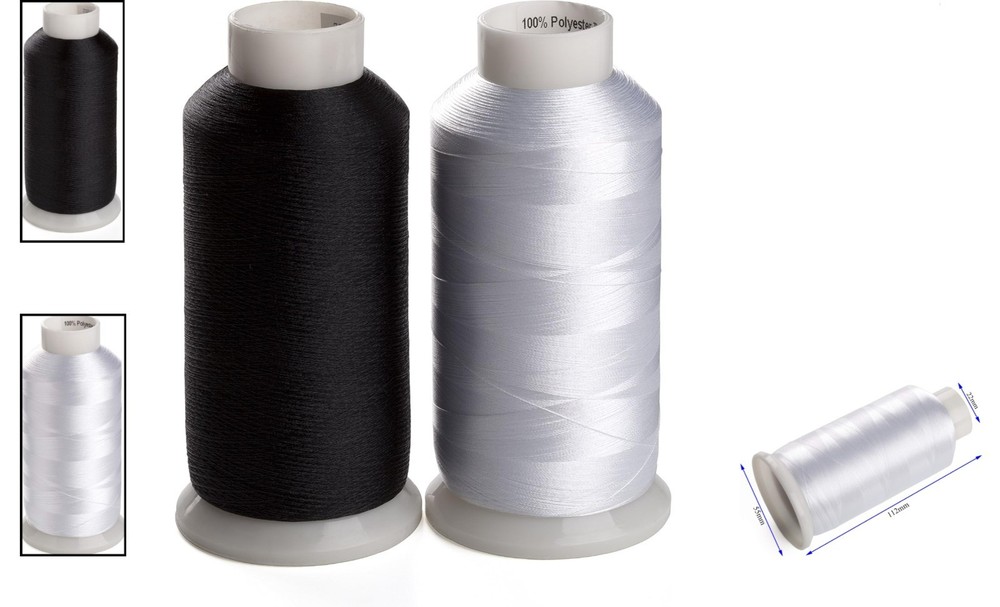 Bobbin Thread Set 60WT Polyester – 2 Spools (White & Black) for Seamless Sewing