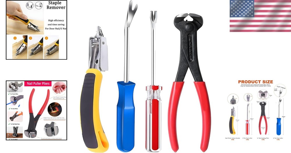 Upholstery Staple Remover Tack Puller Nail Remover Tool Set Nail Puller Plier, S