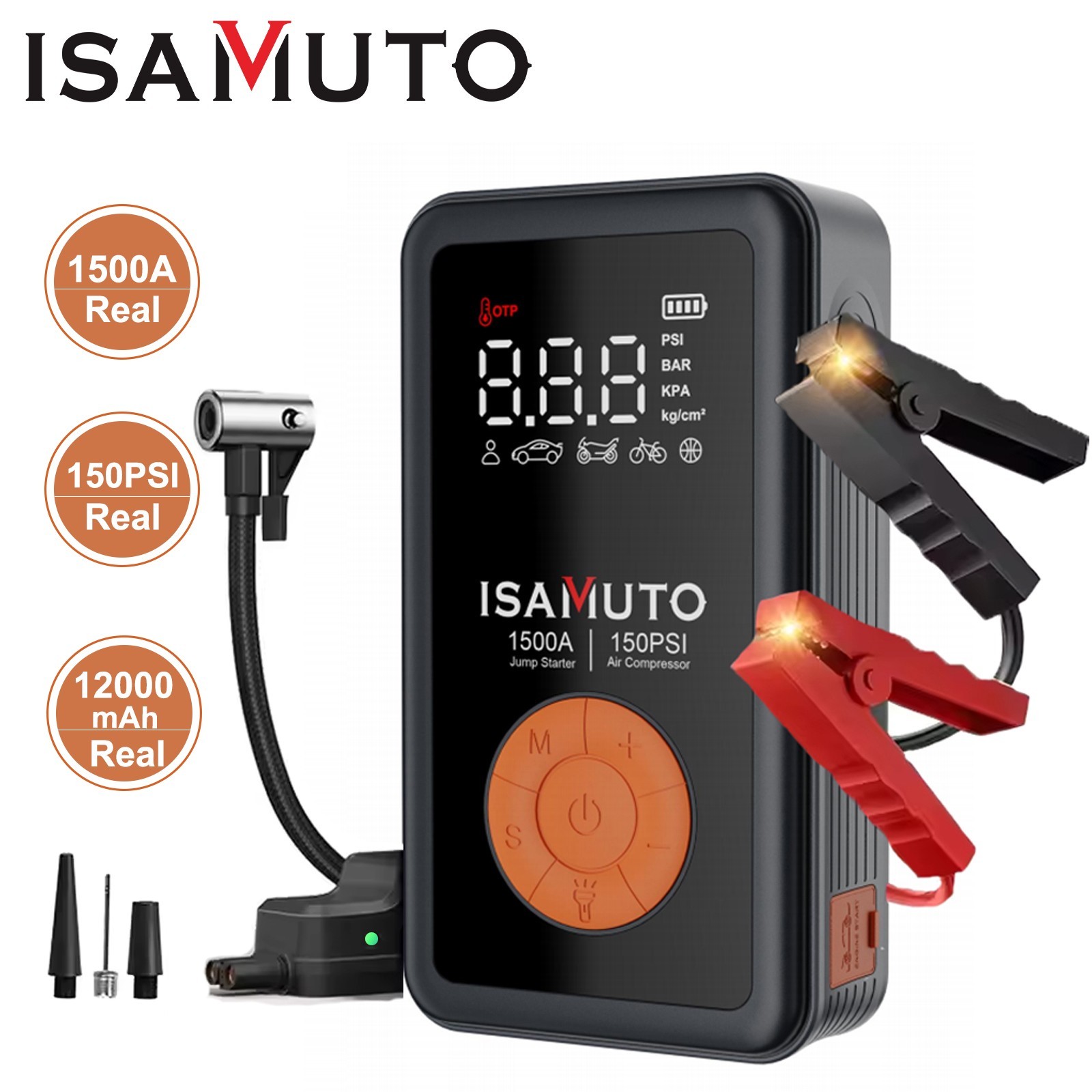 12000mAh 1500A Arrancador Cargador De Bateria Portatil Para Auto Carro Coche