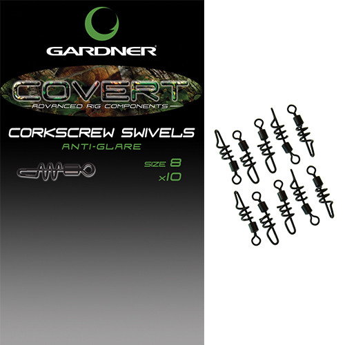 Gardner Tackle Covert Corkscrew Swivels size 8, 10 per pack