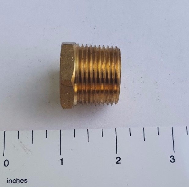 1) 3/4" MALE X FEMALE 1/2" NPT PIPE THREAD HEX REDUCER BUSHING - LEAD FREE BRASS