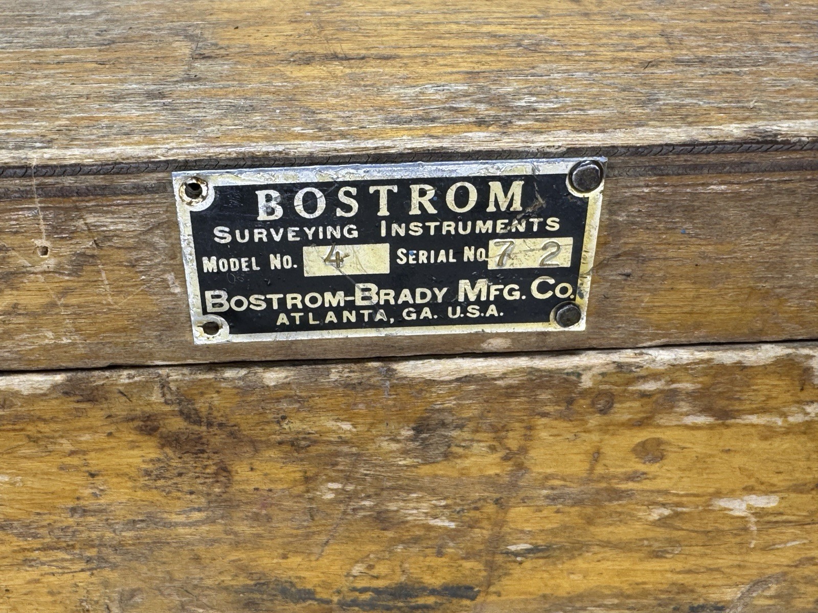 VTG Bostrom Brady MFG No 4 Contractors Survey Transit Level in Wooden Box USA