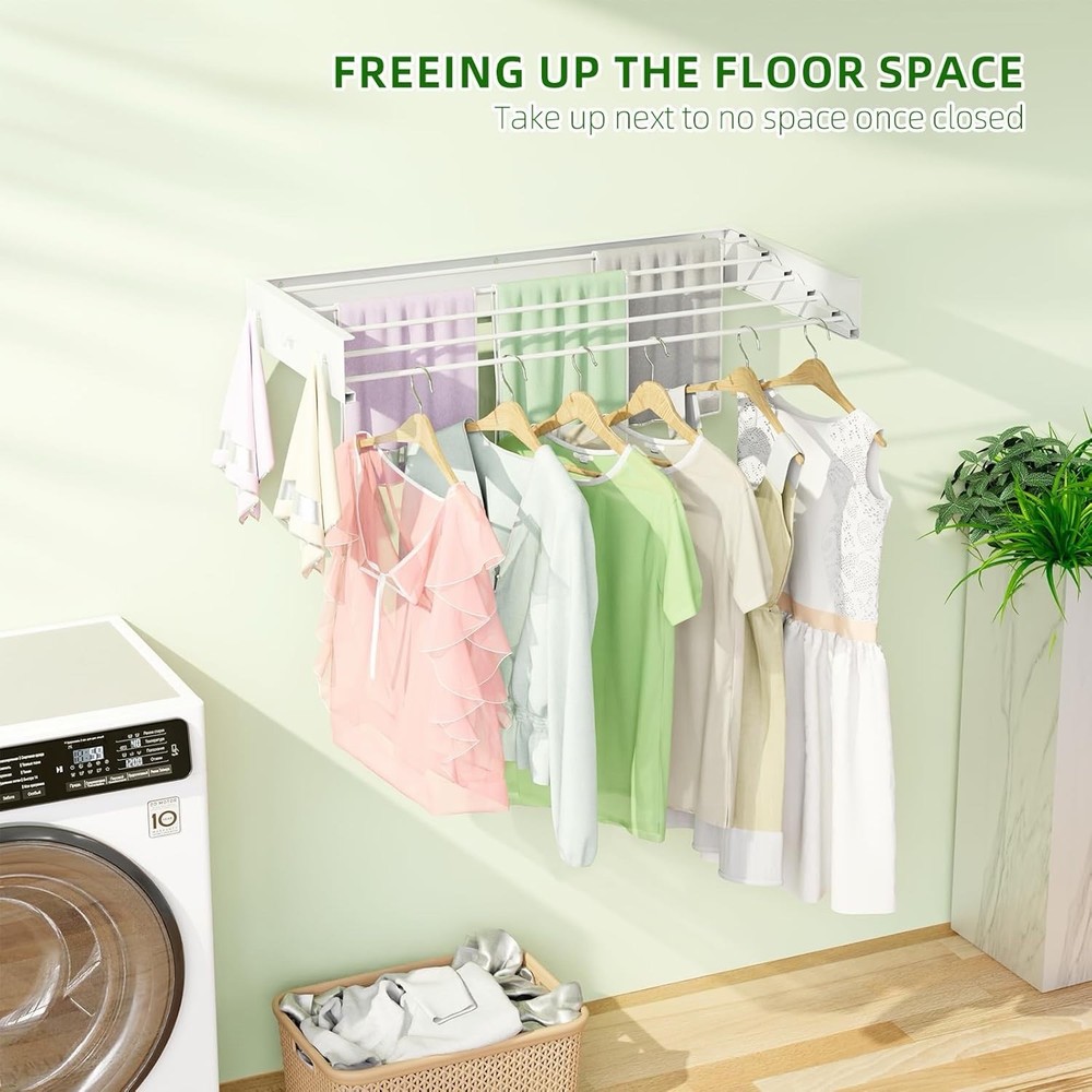 Wall Mounted Drying Rack for Laundry 31.5'', Folding Clothes Drying Rack