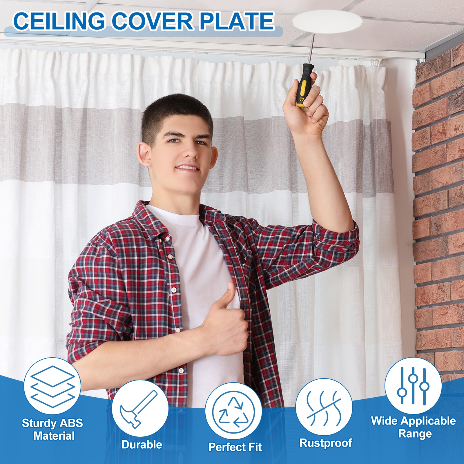 2Pack 7.3" Spring Ceiling Cover Plate Suitable for 5-7 " Round Hole, White