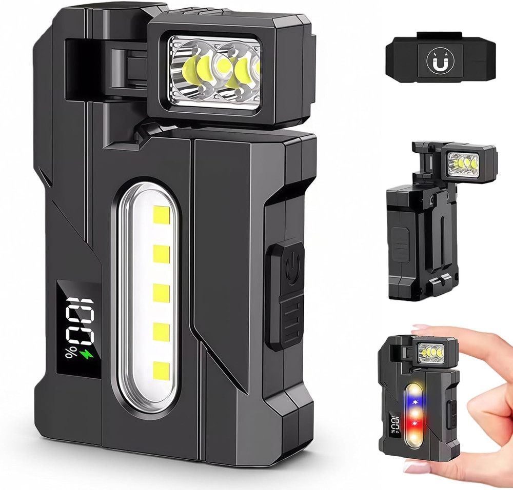 EDC Flashlight Rechargeable, Mini EDC Flashlight with 270° Rotable Lamp Head, 50