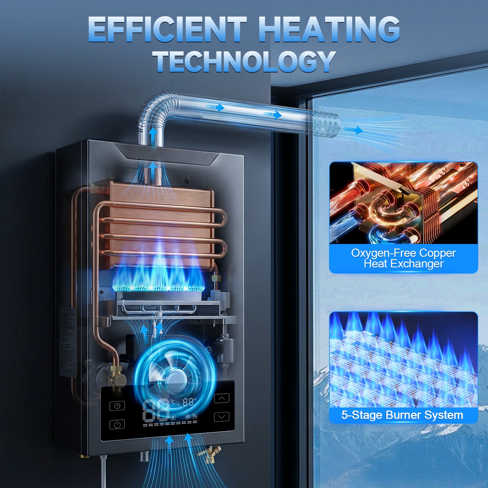 130,000 BTU Propane Gas Tankless Water Heater 4.3 GPM Instant Hot Water Heater