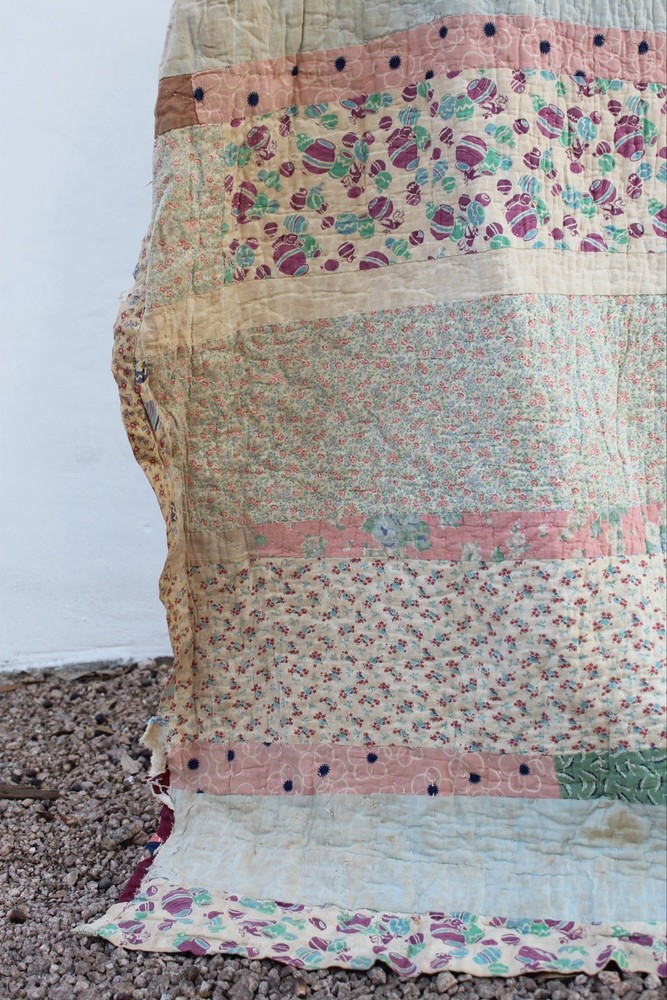 Antique Double Sided Scrap Frame Medallion Patchwork Quilt RARE