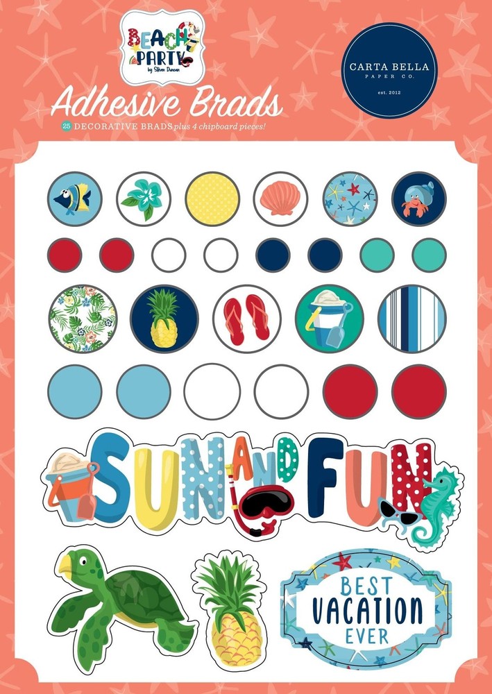 Beach Party Adhesive Brads