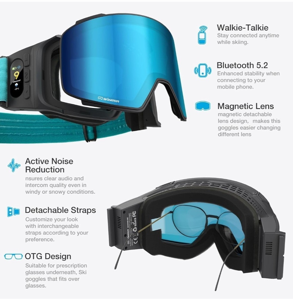 New Multifunctional Smart Bluetooth Ski Goggles, See Description Below