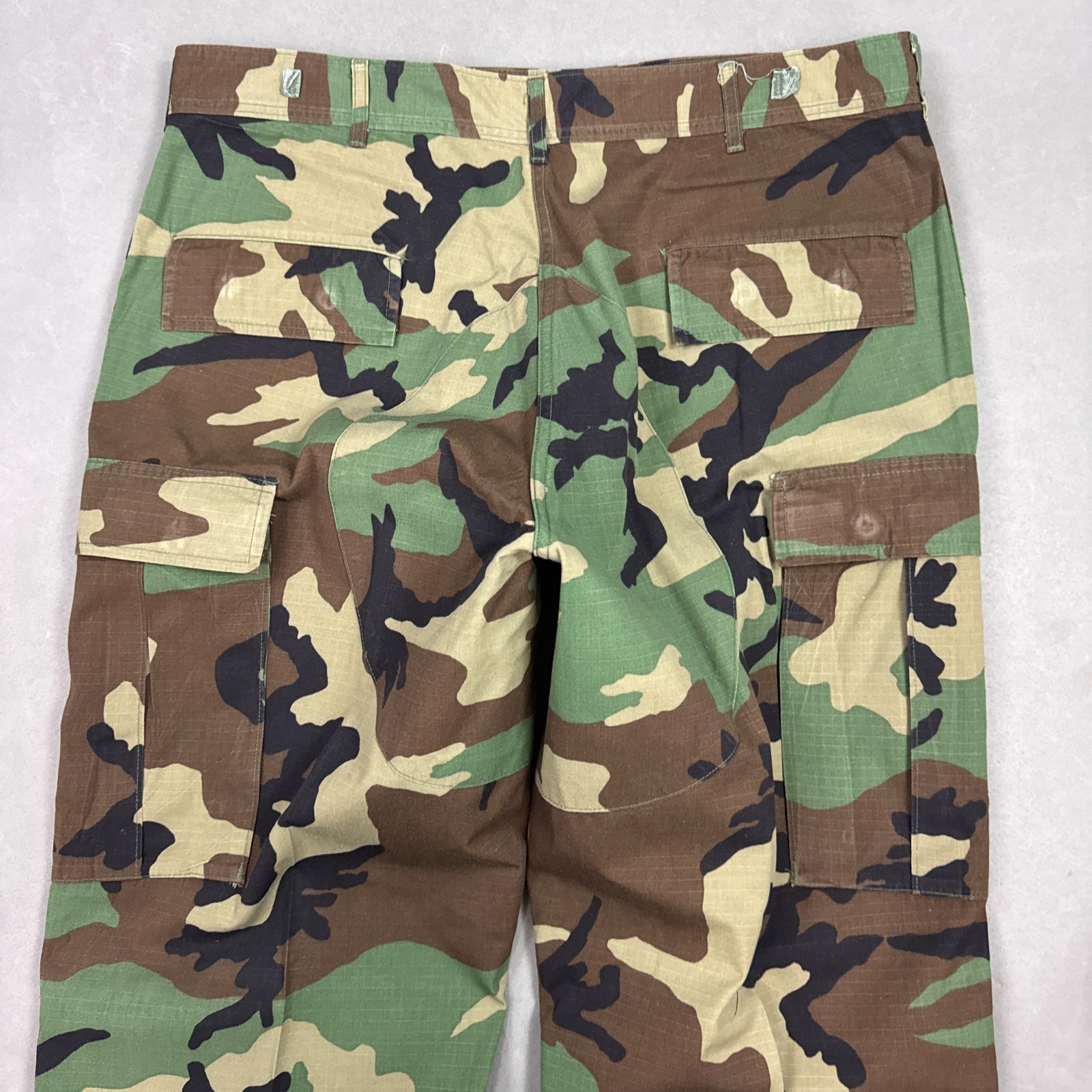 Vintage Military Pants Men 38x32 Green Camo Woodland Trouser Large Reg Distress