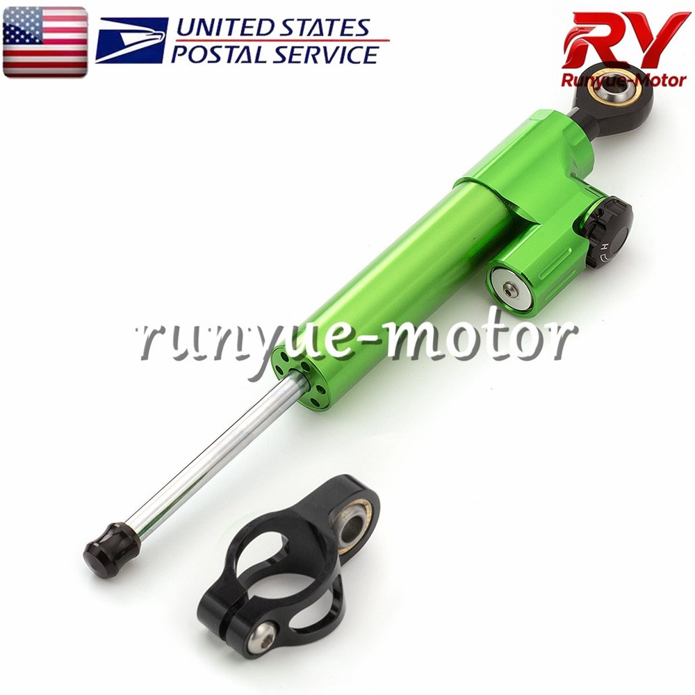 Adjustable Steering Damper Stabilizer Linear Control Universal Aluminum Green
