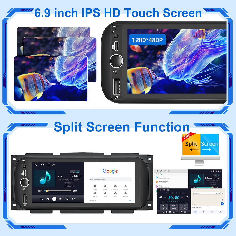 Car Stereo Radio For 2002-2005 Dodge Ram 1500 2500 3500 Android 14 Carplay GPS