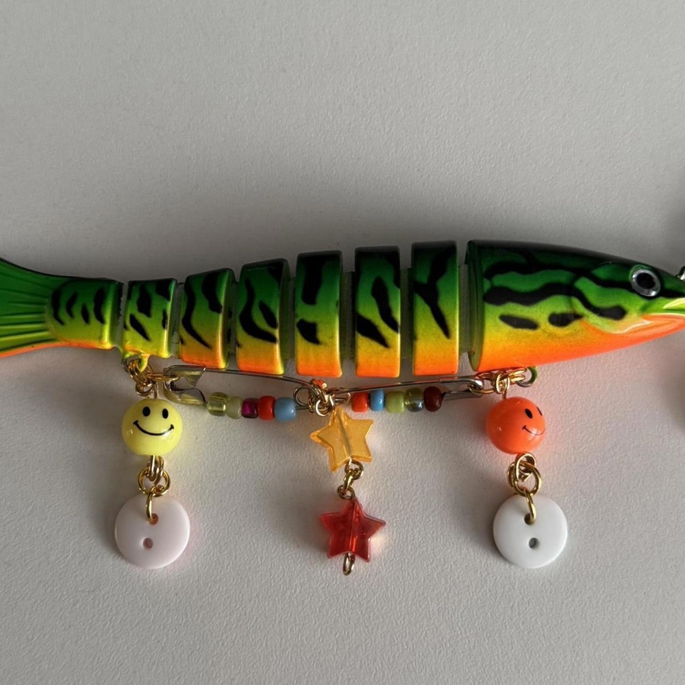 Handmade rainbow button and smiley face fish keychain 🐟🐠🐟🐡