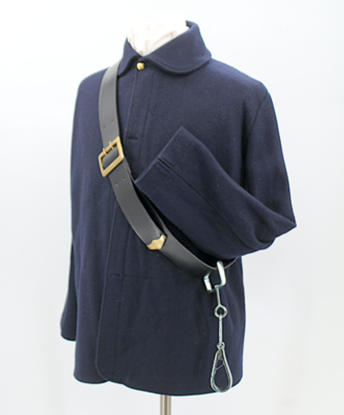 Black Leather Cavalry Carbine Sling with Clip