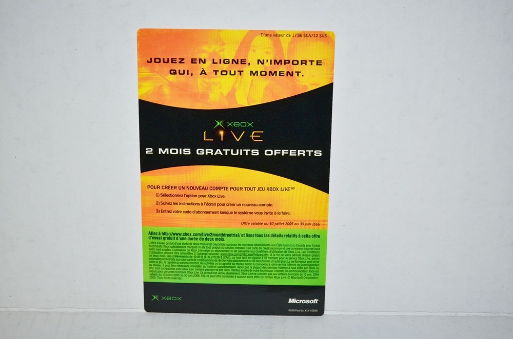 Original Microsoft Xbox Live 2 Month Free Trial Code Scratch Card Subscription