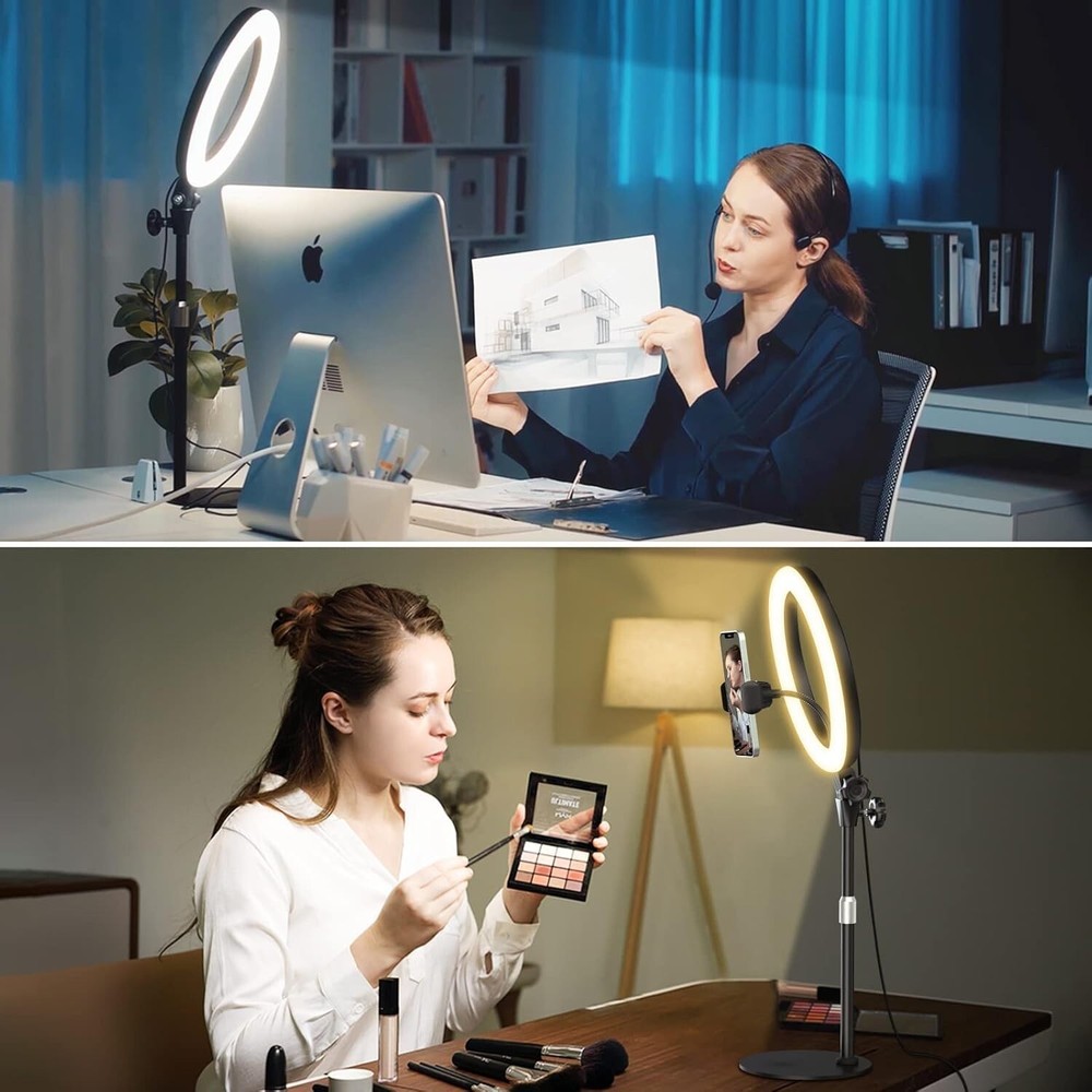 Eye-Friendly USB-Powered Ring Light with Stand for Streaming & Zoom Meetings