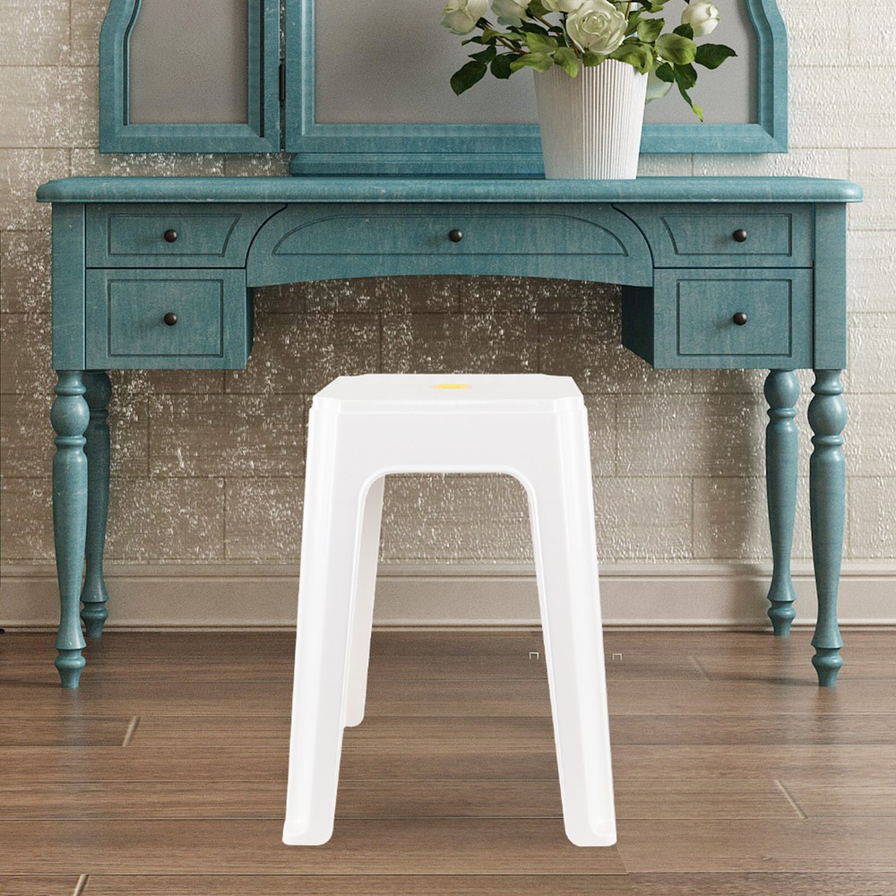 12 Pack 18.6 Inches High Plastic Square Stool, White Backless Stools for Sitting