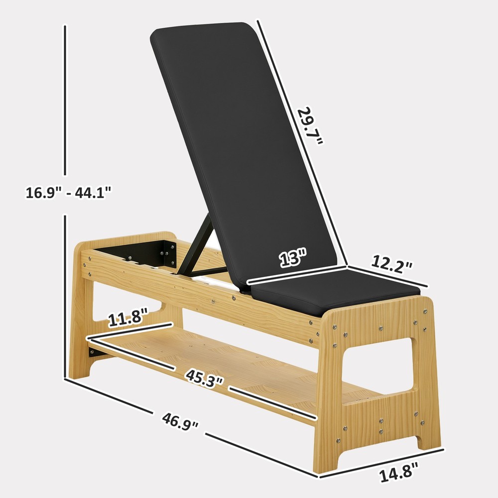 Adjustable Weight Bench with Rack for Weight Lifting, Black