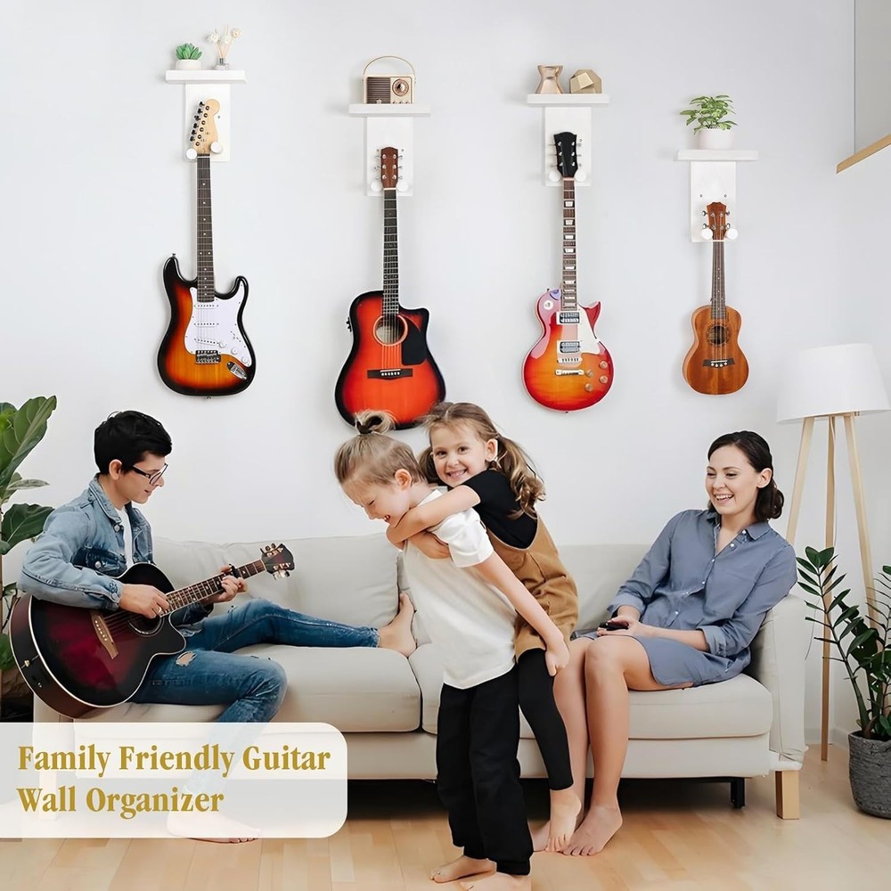 Rustic Wood Guitar Wall Mounts - 2 Pack