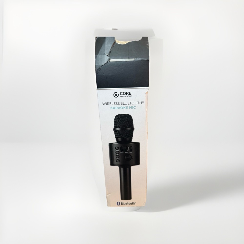 Core Innovations Wireless Bluetooth Karaoke Microphone Black Echo Volume Control