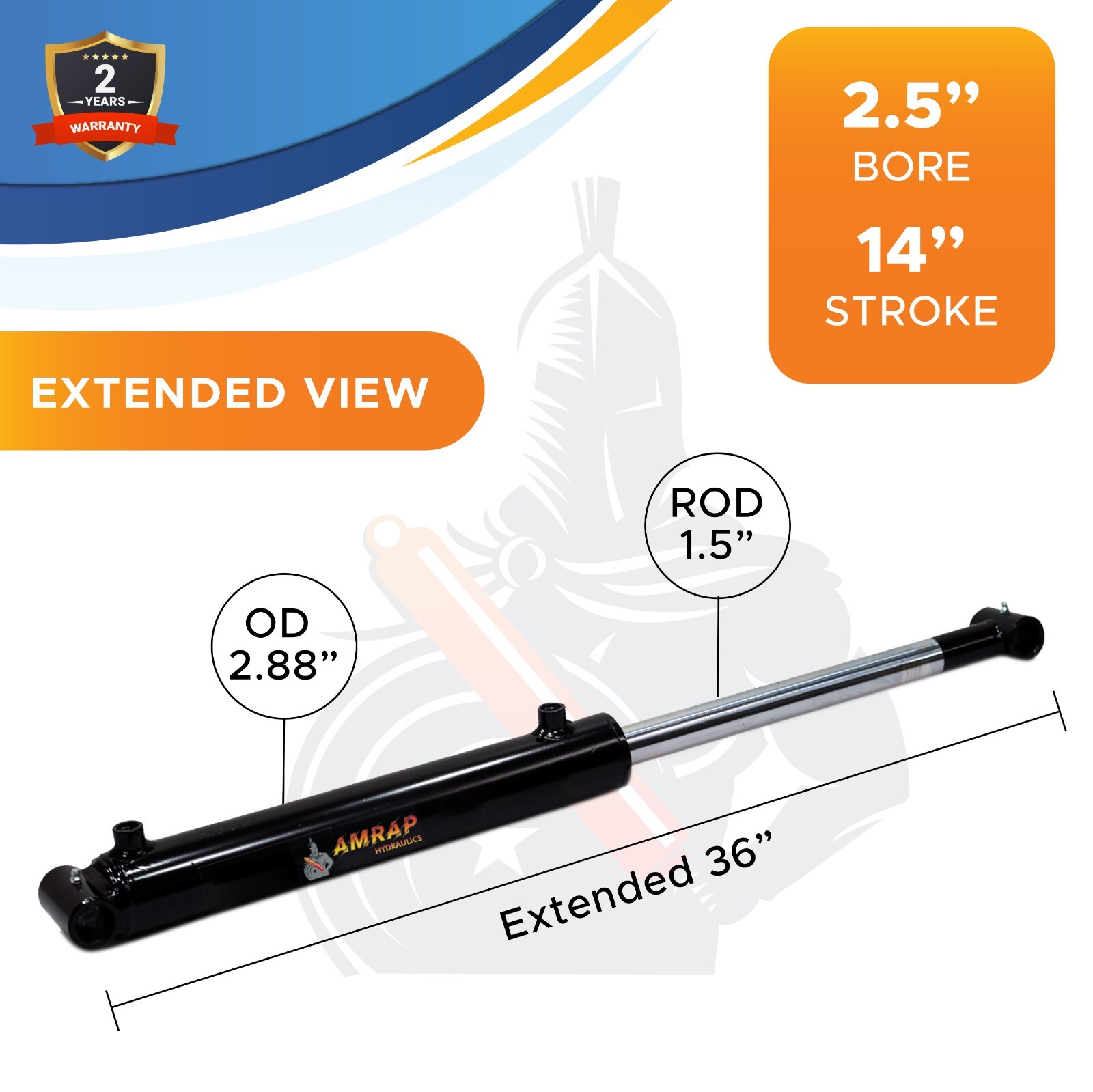 2.5x14 Hydraulic Cylinder-2.5" Bore, 14" Stroke -Welded Cross Tube Cylinder(new)