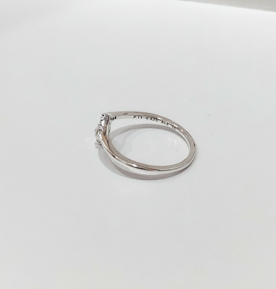 NEW Authentic PANDORA 925 Ale Classic Wish Wishbone CZ Stackable Ring 197790CZ