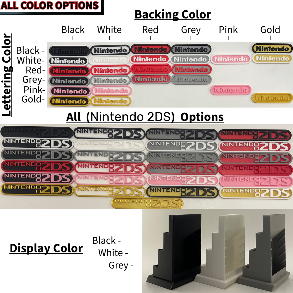 Nintendo 2DS XL Display/Stand/Holder - DISPLAY ONLY (Customize Colors)
