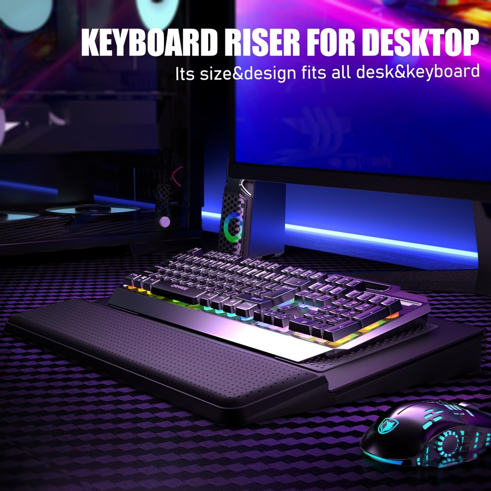 Computer Keyboard Stand with Wrist Rest & Storage Tray - Acrylic Keyboard Ris...