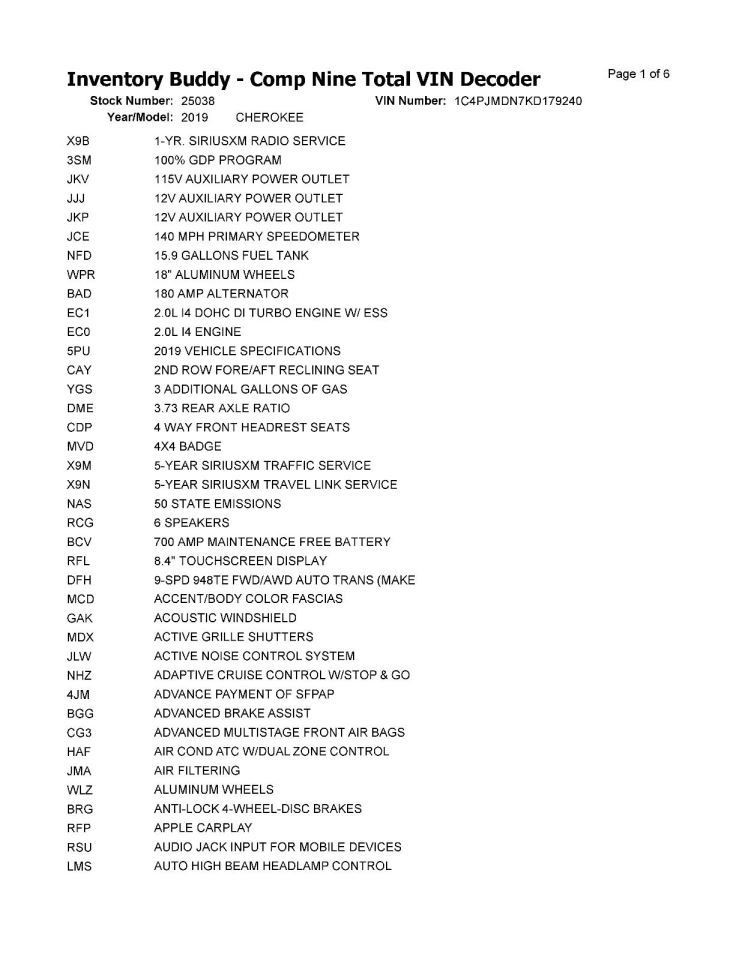 CHEROKEE 2019 Jack 1542749