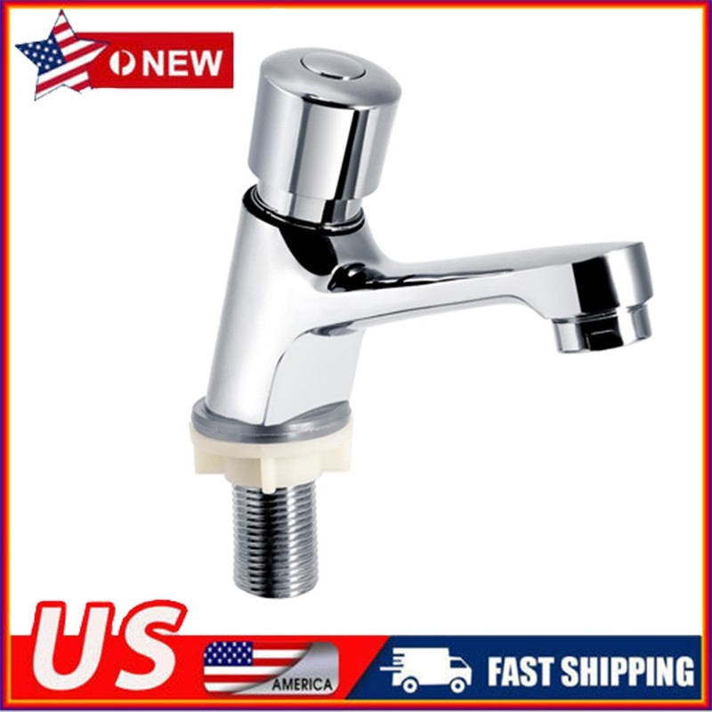 Public Kitchen Bathroom Chrome Plated Self Closing Water Saving Time Delay Basin